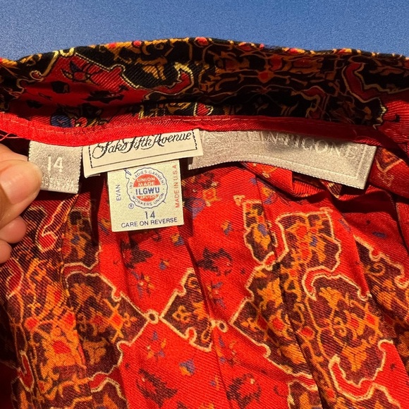VTG Saks Fifth Avenue Evan Picone Red Paisley 80s Secretary Skirt Set READ - Picture 11 of 12